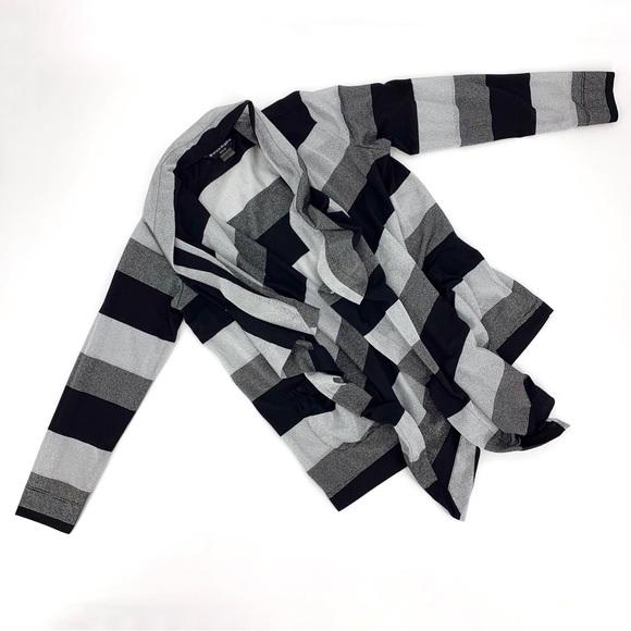Bianca Nygard Petite Black & Silver Open Front Handkerchief Hem Cardigan, 8P - Picture 12 of 16